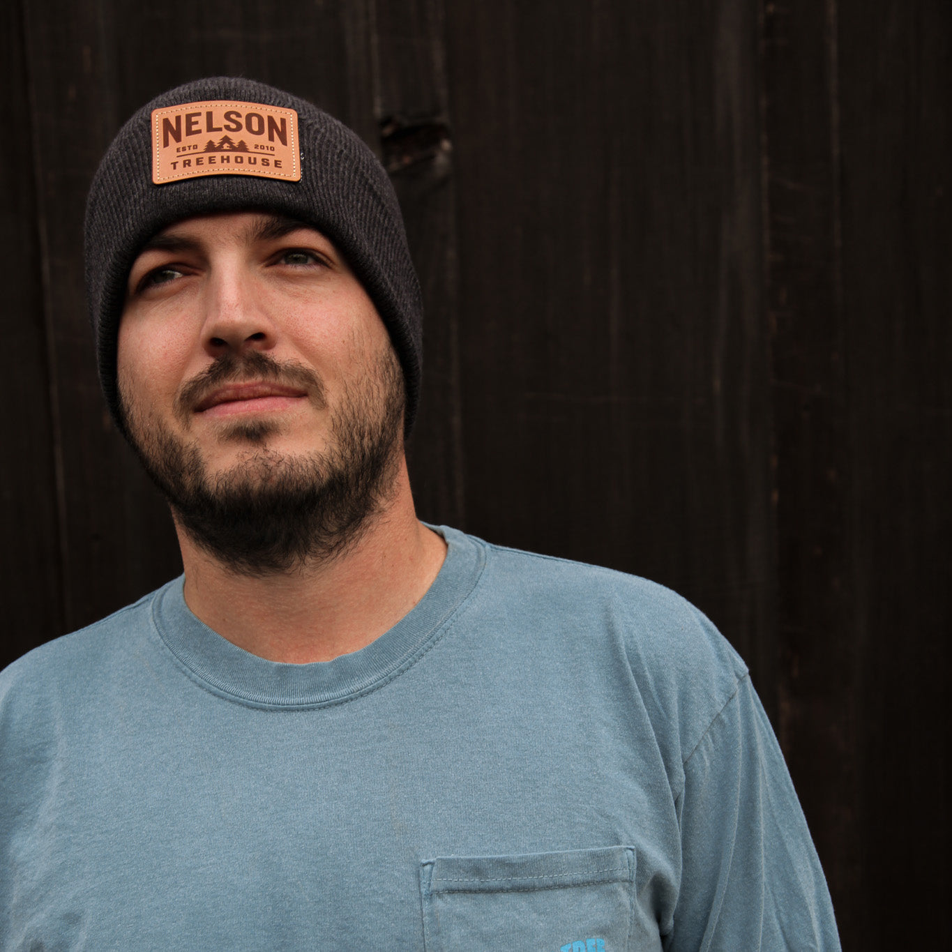 Nelson Beanie with Leather Patch